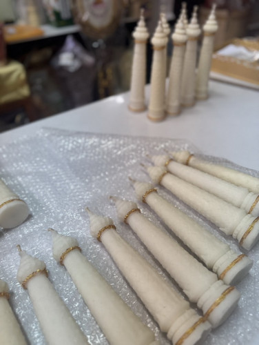 เทียนขี้ผึ้งแท้ผสมพาราฟิน เทียนหลักชัย  ( เทียนขี้ผึ้งผสม ) เทียนไขจุดเข้าพรรษาได้ เทียนพรรษา 6