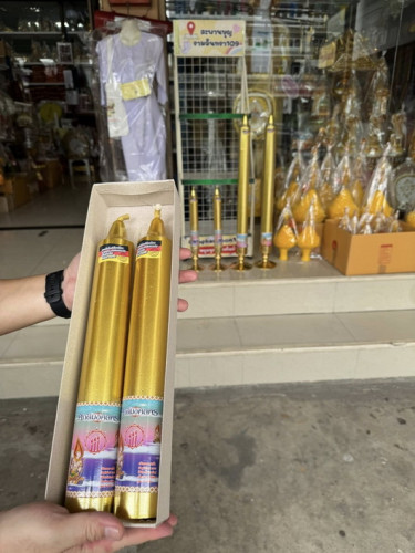 เทียนพรรษาชุบสีทอง เทียนทองเข้าพรรษา เทียนพรรษาทอง เทียนชุบทอง ไม่มีเคมี สีจากเยอรมันอย่างดี