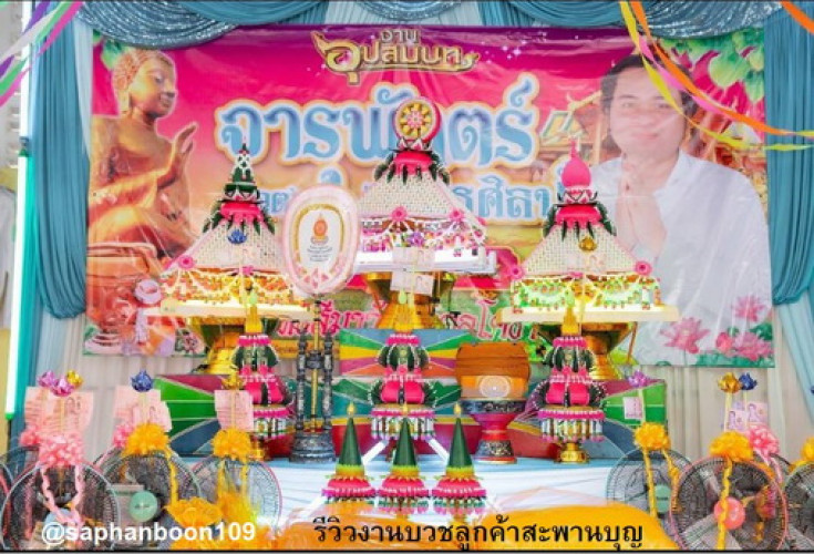 สินค้าจัดชุดเครื่องบวชพระใหม่ แบบงานประดิษฐ์ชาววังสวยงาม  บัวศิลปาชีพ ครอบไตรต้นเทียน กรวยอุปัชฌาย์