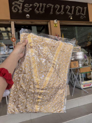 เสื้อคลุมนาค ผ้าลูกไม้ สีทอง / เสื้อนาค ( เฉพาะเสื้อ )  ชุดนาคอ้วน ใส่ได้