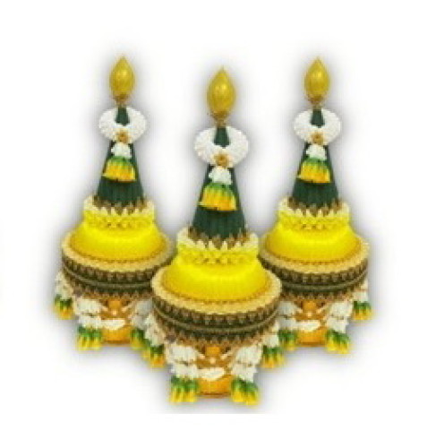 กรวยอุปัชฌาย์ คล้องมาลัย สั่งได้ทุกสี  1 ชุดมี 3 ต้น ( กรวยบวช ) 2