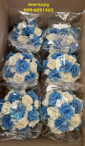 พานดอกมะลิวันแม่ และ พานดอกไม้สีฟ้าสีขาว พานมะลิ  พานวันแม่ พระพันปีหลวง 12สิงหาวันแม่แห่งชาติ