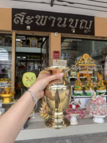 แจกันท้องอ้วน รุ่นเนื้อหนาพิเศษ  แจกันทองเหลืองตราไก่