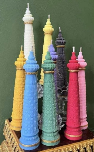 เทียนขี้ผึ้งแท้ผสมพาราฟิน เทียนหลักชัย  ( เทียนขี้ผึ้งผสม ) เทียนไขจุดเข้าพรรษาได้ เทียนพรรษา 3