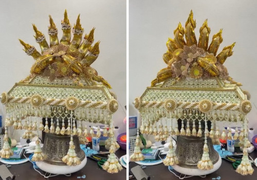 ครอบไตรพญานาค 7เศียร  ครอบไตรชาววังไฮโซพรีเมี่ยม งานละเอียด   ครอบไตรกฐิน 2