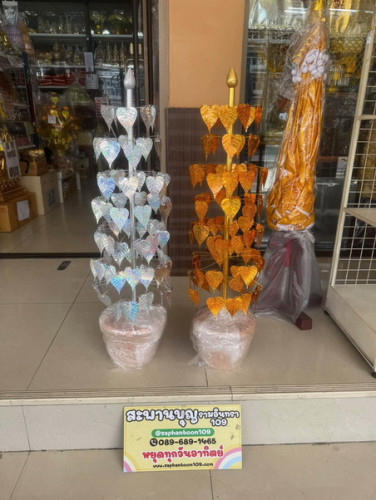 ต้นโพธิ์เงินโพธิ์ทอง ตราเต่ามังกร โปรดสั่งล่วงหน้า   งานใบไม้รุ่นถูก  ต้นไม้เงินต้นไม้ทอง