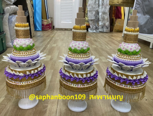 จัดชุดเครื่องบวชครบชุดคอลเลคชั่นใหม่สวยๆ แยกชิ้นได้ / ยกชุดได้  ครอบไตร กรวย ต้นเทียน ยกขบวน 5