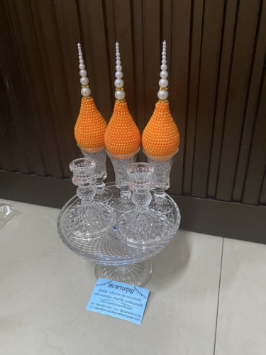 เครื่องทองน้อยแก้วคริสตัล   ยอดพุ่มมุก  มีหลายสี สั่งได้ค่ะ  เครื่องแก้วเกรดเอ /เกรดบี ไม่ส่งพัสดุ 8