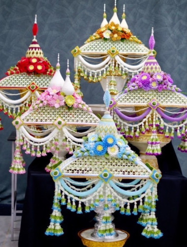 ครอบไตรชาววัง งานละเอียดระดับกลาง ครอบไตรหัวพุ่ม ครอบไตรสวยๆ ครอบไตรกฐิน 9