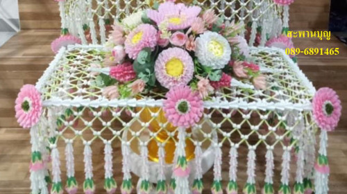 ครอบไตรแบนปักดอกไม้   ครอบไตรดอกไม้เสมือนจริง  สั่งได้หลายสี สะพานบุญ   ครอบไตรช่าง C101 2
