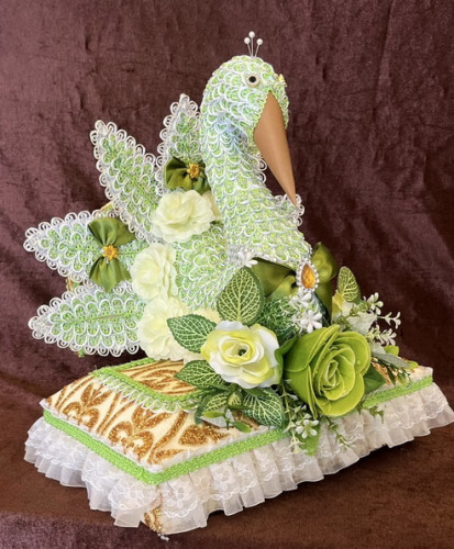 พุ่มกฐิน  ต้นกฐินนกยูงทรงหมอน ต้นนกยูงกฐิน พร้อมไม้ใบโพธิ์ 10ก้าน  รุ่นร่ำรวยมีตังค์ 2