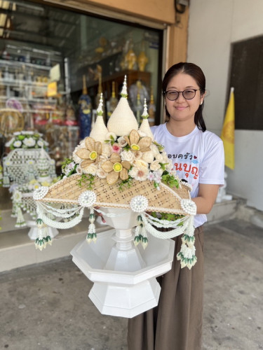 ครอบไตรจักสาน ครอบไตรหัวพุ่มงานไม้ไผ่จักสาน ครอบไตรชาววัง ครอบไตรพุ่มสามยอด 2