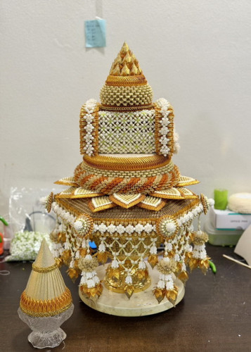 พานธูปเทียนแพขมาลาบวช  แพขมาชาววัง พานเทียนแพเฉลิมพระเกียรติ  งานบวช หรือวางหน้าในหลวง