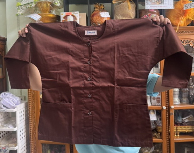 ชุดแม่ชีแท้ สีน้ำตาล 1ชุดรัตนาภรณ์จัดเซ็ทมา เสื้อ / เสื้อใน/สไบ / ผ้าถุง 3