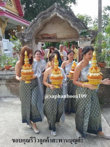 ต้นเทียนชาววังร้อยมุก  กรวยอุปัชฌาย์ ชาววังร้อยมุก  งานสวยๆแบบล้านนา กรวยบวช 6