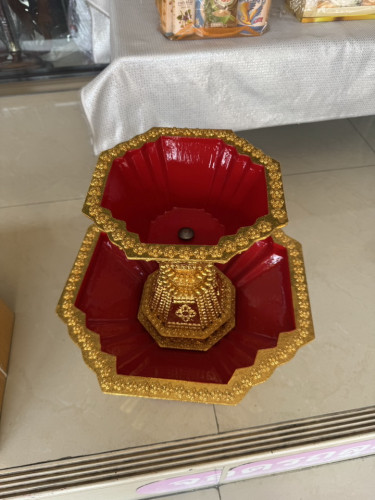 พานแว่นฟ้าไม้ ปิดทอง  พานแว่นฟ้ากฐิน งานบวช งานหัตถกรรมสวยๆ 3