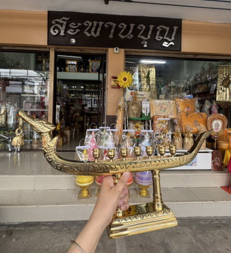 เชิงเทียนเรือสุพรรณหงส์ ทองเหลืองแท้ งานเกรดเอ ( เชิงเรือหงส์ ) ราคาอยู่ในเนื้อหาสินค้า 1