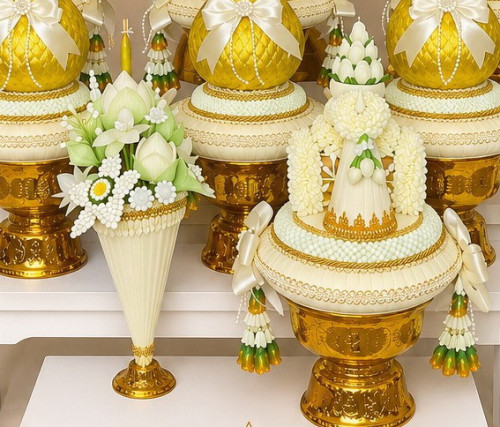 ชุดบวชจัดเซ็ท เครื่องบวชกลีบปทุม ครอบไตร กรวยบวช ต้นเทียน พานขมา กรวยนาค พิมพิธ 2