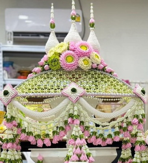 ครอบไตรชาววัง งานละเอียดระดับกลาง ครอบไตรหัวพุ่ม ครอบไตรสวยๆ ครอบไตรกฐิน 6