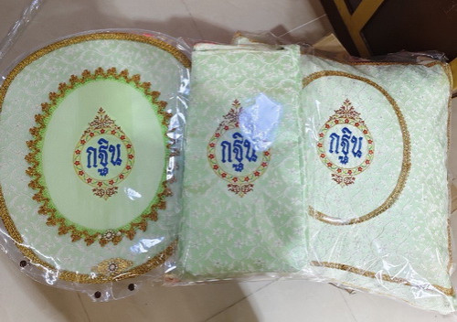 A20 งานสั่งทำพิเศษ ผ้าไหมปักลาย ไม่เงา งานจากช่างสัปทน  สีพาสเทลตาลปัตรย่ามหมอน 6