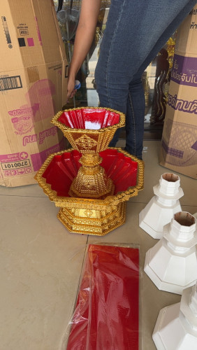 พานแว่นฟ้าไม้ ปิดทอง  พานแว่นฟ้ากฐิน งานบวช งานหัตถกรรมสวยๆ 7