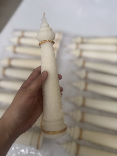 เทียนขี้ผึ้งแท้ผสมพาราฟิน เทียนหลักชัย  ( เทียนขี้ผึ้งผสม ) เทียนไขจุดเข้าพรรษาได้ เทียนพรรษา 1