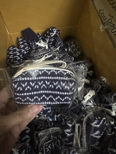 ของชำร่วยงานบุญ กระเป๋าผ้าฝ้าย พิมพ์ลาย  ชำร่วยงานศพ งานขาวดำ งานกฐิน  กระเป๋าใส่เหรียญ 6