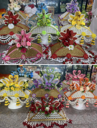 ชุดเครื่องบวชครบชุด ครอบไตรนกยูง ต้นเทียน กรวย ยกชุด แยกชิ้นได้  ตรางาคู่ 2