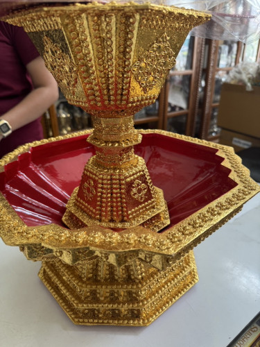 พานแว่นฟ้าไม้ ปิดทอง  พานแว่นฟ้ากฐิน งานบวช งานหัตถกรรมสวยๆ 4