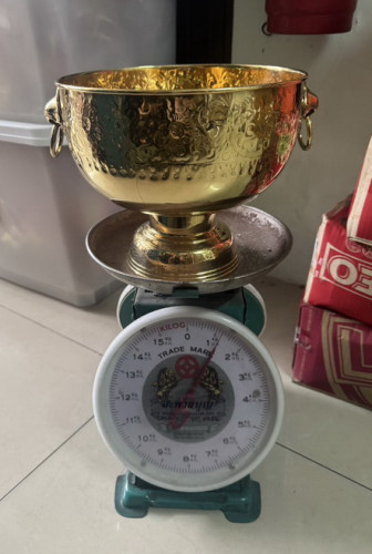 ขันหัวสิงห์  ขันหูสิงห์ ขันน้ำมนต์ ทองเหลืองแท้  9 นิ้ว  ขันทองเหลือง 2