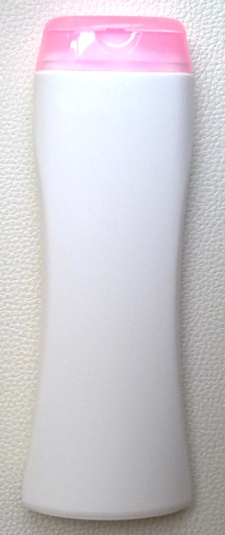 ขวดแชมพูสีขาว 250 มล.(ทรงนาฬิกาทราย)+ฝาใส (สีชมพู) (บรรจุ 1000 ชิ้น)