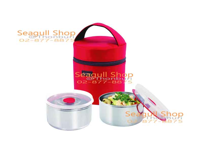 100252506 ชุดกล่องอาหาร 12 ซม. 2 ชั้น พร้อมกระเป๋า ตราจรวด