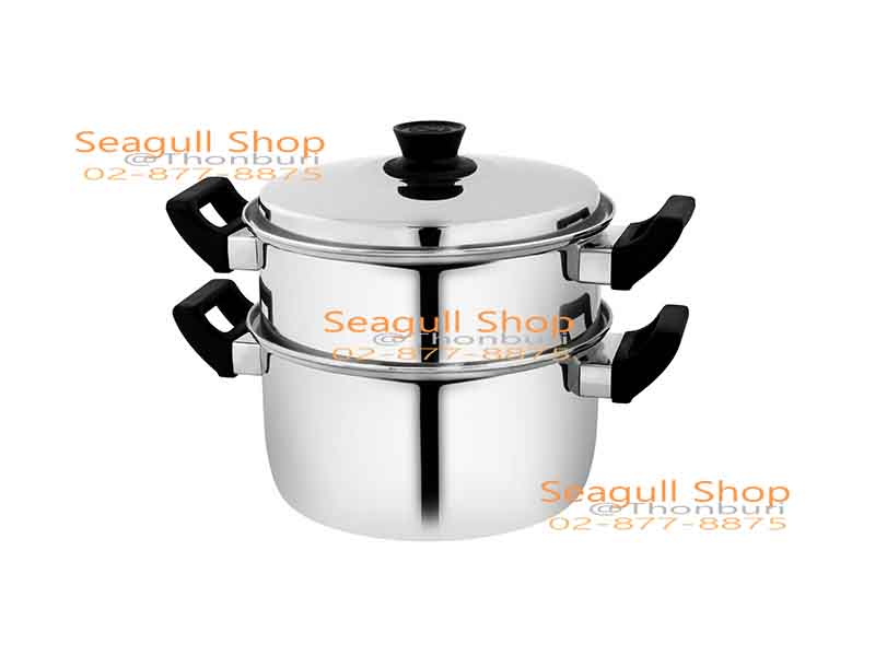 100285016 ชุดหม้อต้มสเตนเลส  พร้อมชั้นนึ่ง 24 ซม. ตราจรวด