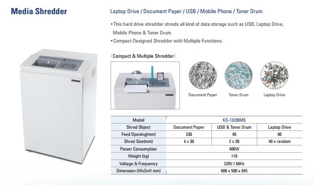 เครื่องทำลายฮาร์ดดิส KOSTAL รุ่น KS-13230MS 2