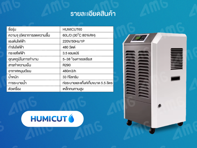 เครื่องลดความชื้นอุตสาหกรรม Humicut รุ่น 60L 1