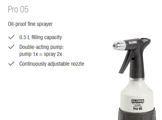 เครื่องฉีดน้ำมัน สารหล่อลื่น Gloria รุ่น Pro 5 (สำหรับน้ำมันไม่หนืด) 1