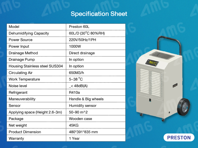 เครื่องลดความชื้นอุตสาหกรรม PRESTON รุ่น PRESTON 60L 2
