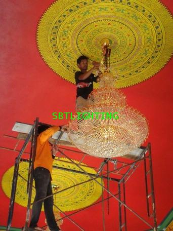 งานติดตั้ง โคมไฟภายในพระอุโบสถ  วัดบ้านโนนงิ้ว มหาสารคราม 4