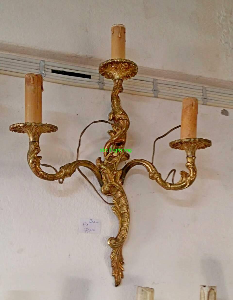 โคมไฟผนังทองเหลืองทองสำริด  งานฝรั่งเศส 0