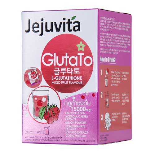 Glutato L-Glutathione Mixed Fruit Flavour Jejuvita  6ซอง ราคาส่งถูกๆ W.122 รหัส KM37