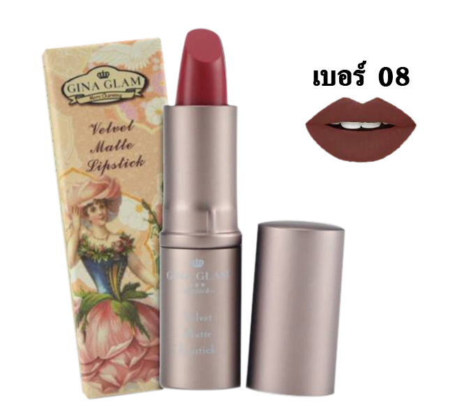 GINA GLAM Velvet Matte Lipstick G37 เบอร์ 08 ราคาส่งถูกๆ W.40 รหัส L680