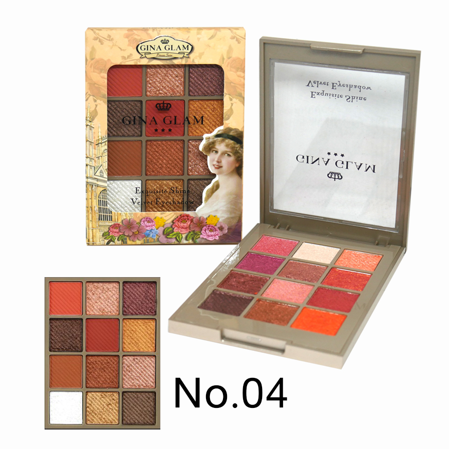 GINA GLAM Exquisite Shine Velvet Eyeshadow พาเลท 12 โทนสี No.04 ราคาส่งถูกๆ w.95 รหัส ES485