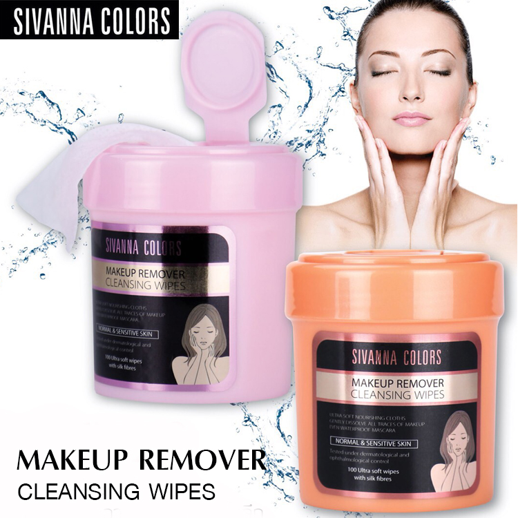 sivanna colors Makeup Remover Cleansing Wipes กระปุกสีส้ม 100 sheets ราคาส่งถูกๆ W.210 รหัส FC11