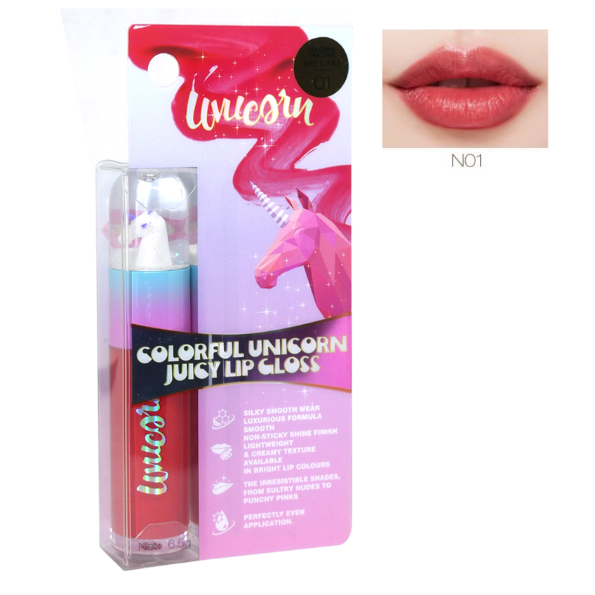 Colorful Unicorn Juicy Lip Gloss ลิปยูนิคอน No.01 ราคาส่งถูกๆ W.50 รหัส L749