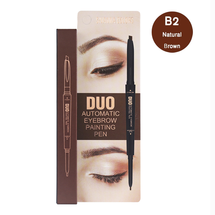 Sivanna Colors Automatic Eyebrow Duo Painting Pen B2 Natural Brown ราคาส่งถูกๆ W.40 รหัส K1-2