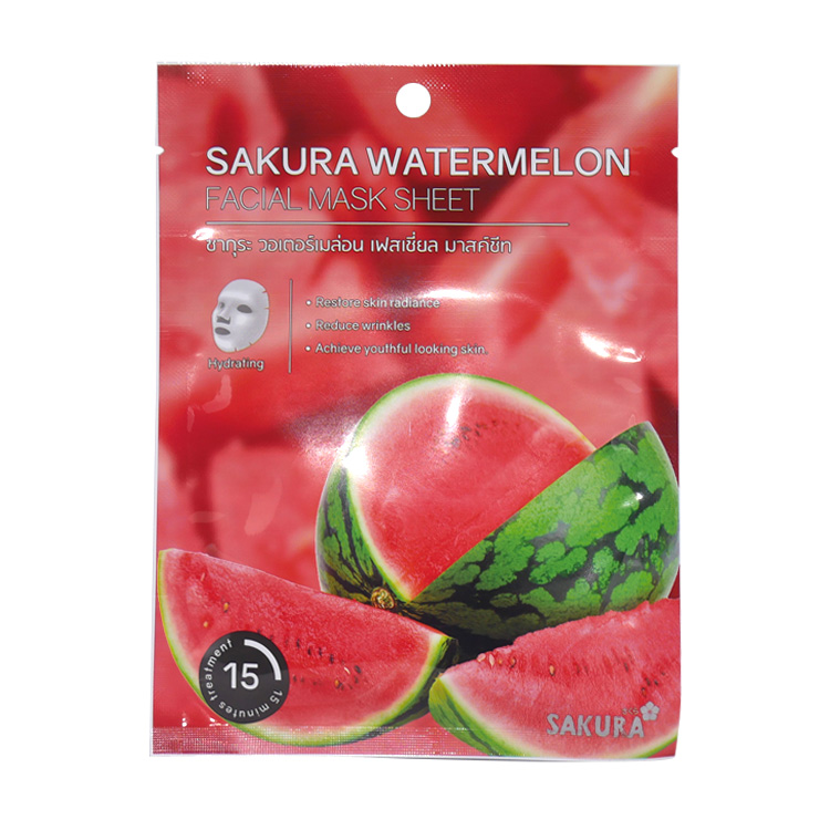 sakura Watermelon Facial Mask Sheet ซากหุระ วอเตอร์เมล่อน เฟสเชี่ยล มาสค์ชีท W.30 รหัส FM92-1