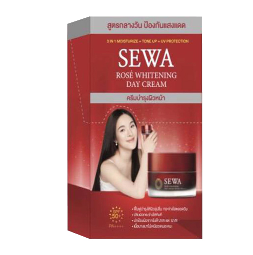 [ขายยกกล่อง]Sewa Rose Whitening Day Cream เซวา ครีมบำรุงผิวหน้าสำหรับกลางวัน W.120 รหัส.S214