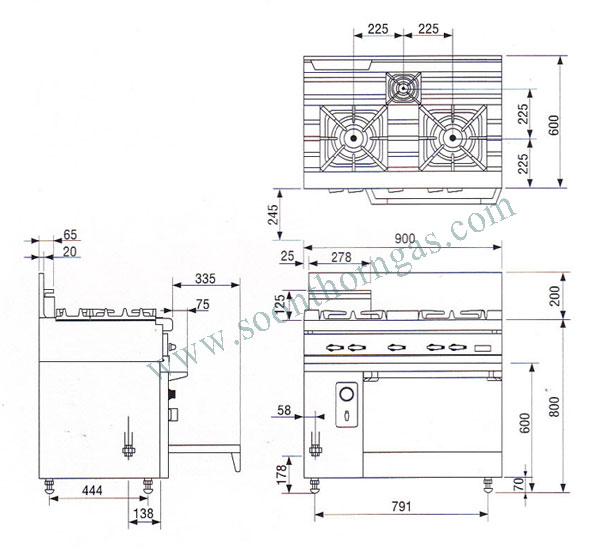 เตาอบแก๊สพร้อมหัวเตาแก๊ส 3 หัวเตา (OVEN RANGE) RINNAI รุ่น RCC-096 1