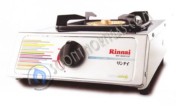 เตาแก๊สตั้งโต๊ะ 1 หัว หน้าสแตนเลส ข้างสี หัวเตาทองเหลือง  Rinnai รุ่น RY-9001IF (NEW)