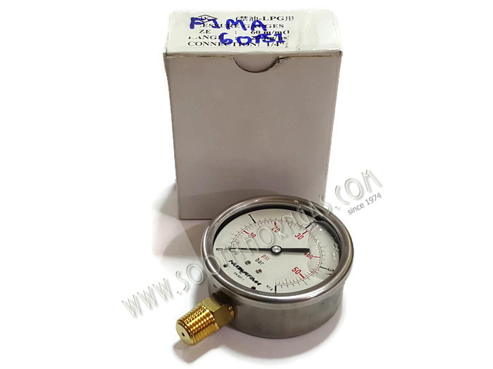 เกจ์วัดแรงดันแก๊ส (น้ำมัน) HIGH PRESSURE GAUGE NUOVA FIMA 0-4 kg
